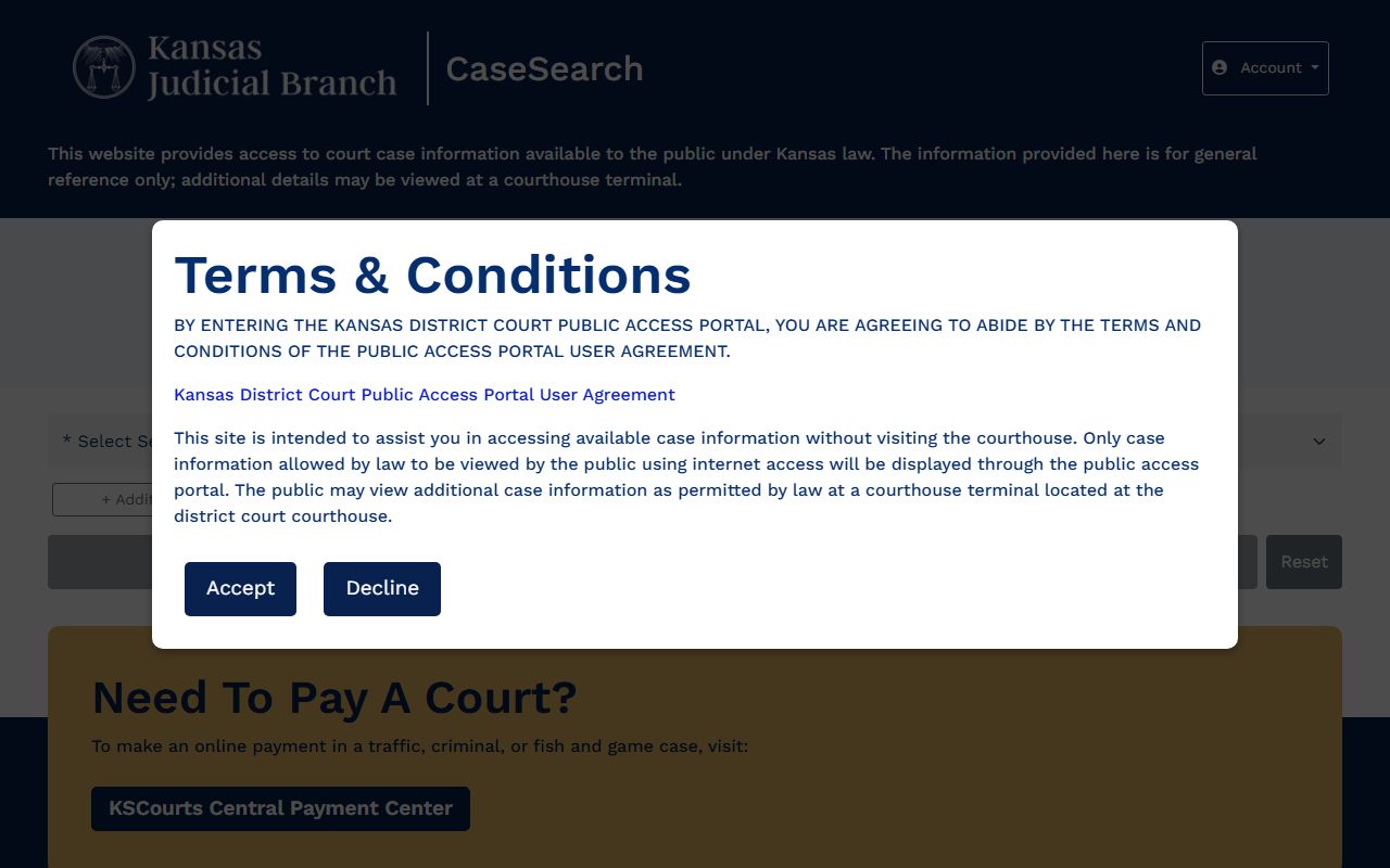 Stafford County court records after jail arrest Kansas Case Search portal
