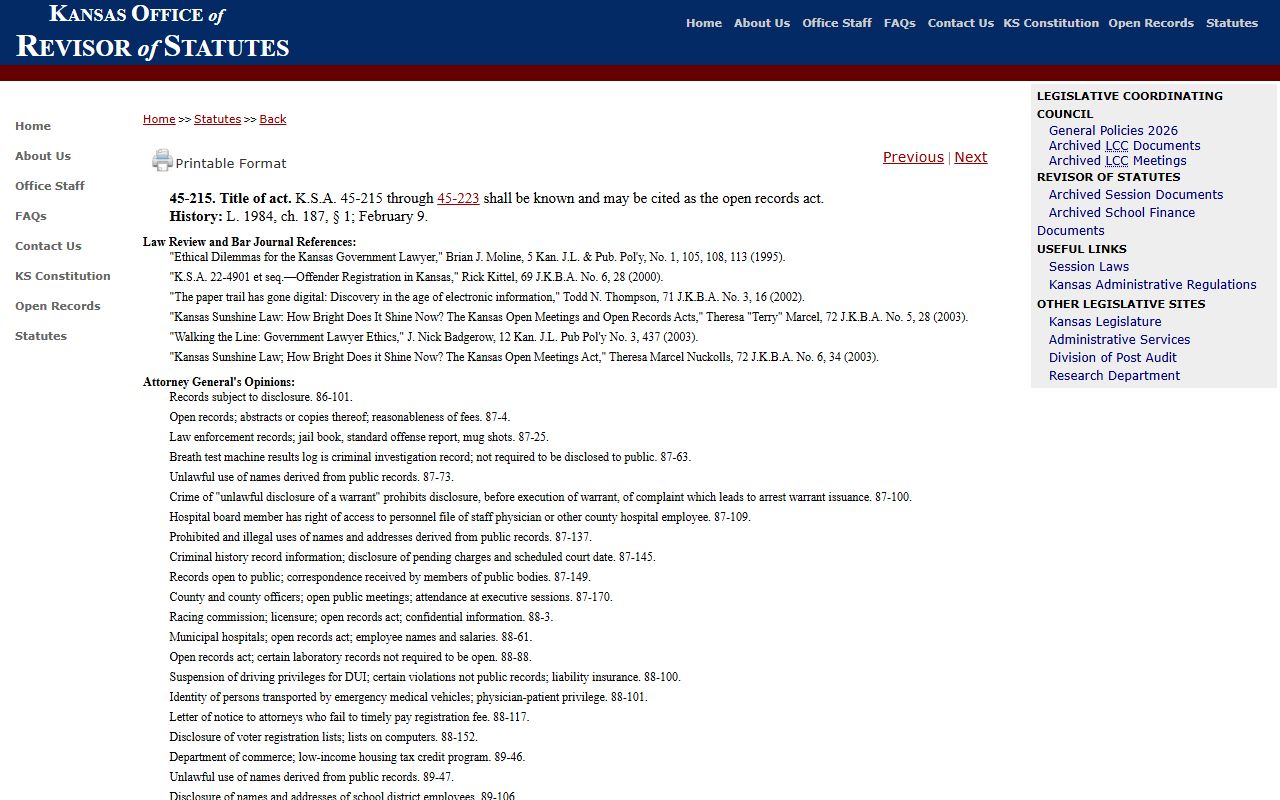 Stafford County court records after arrest Kansas Open Records Act statute